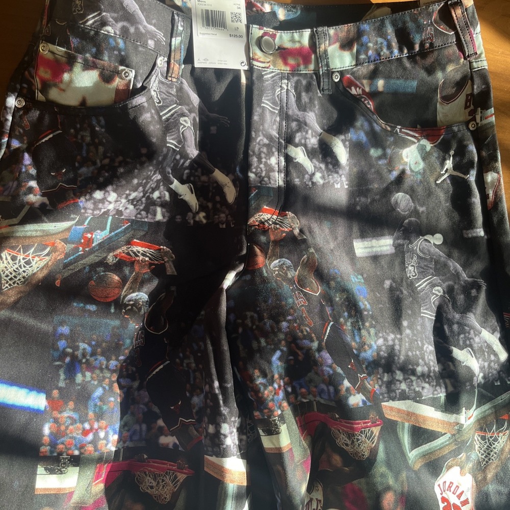 Nike Michael Jordan Mens Flight All Over Print Pants Black Size 34